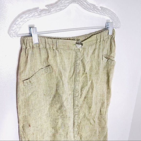 Flax Subtle Rainbow Stitch Full Button Front Maxi Linen Skirt - Picture 9 of 9